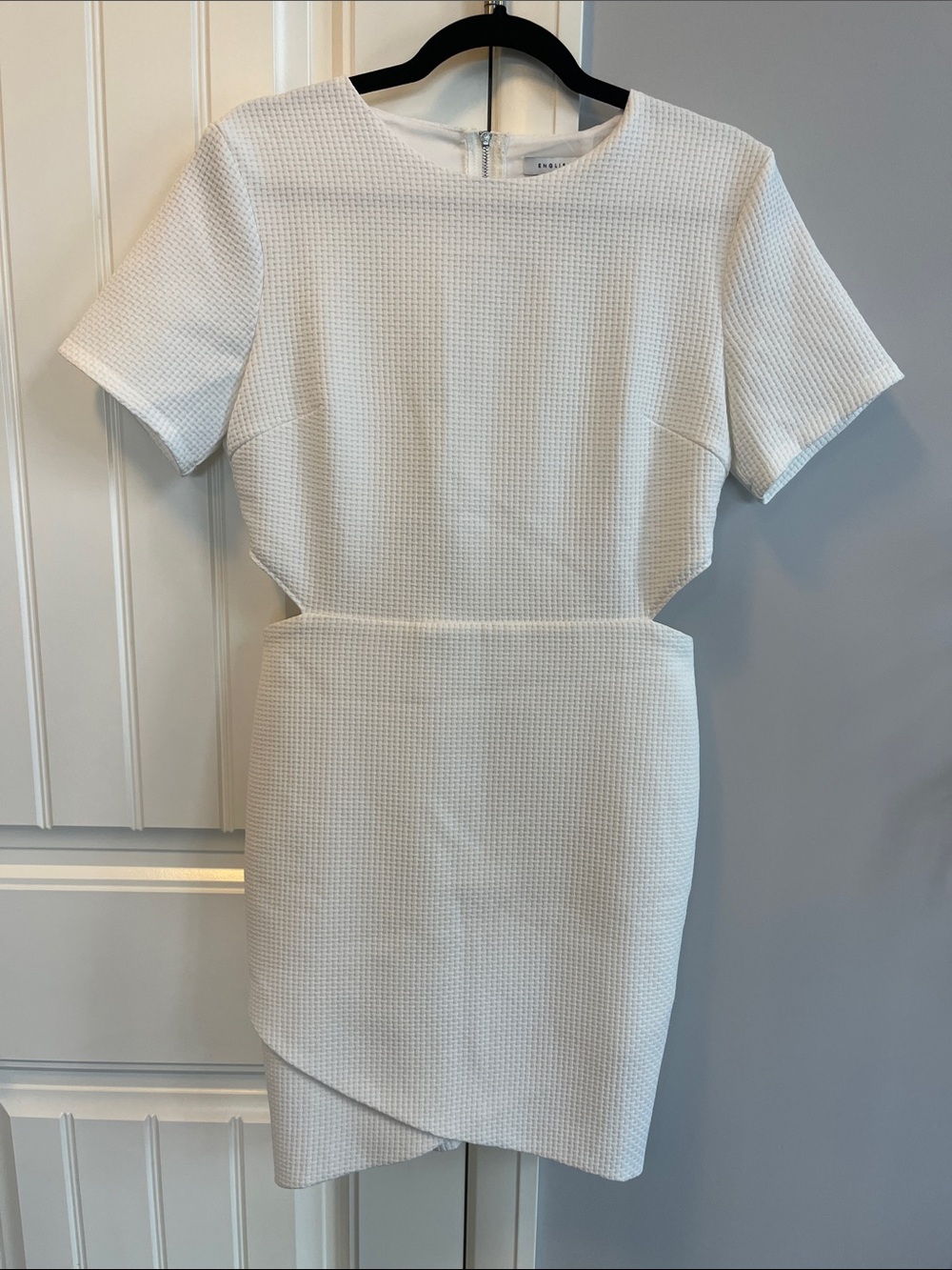 English Factory Textured White Cut Out Mini Dress L